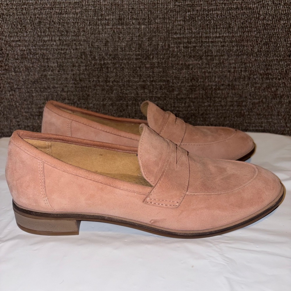 Clarks Collection Trish Rose Suede Penny Loafers Rose Pink Womens 8M Office
